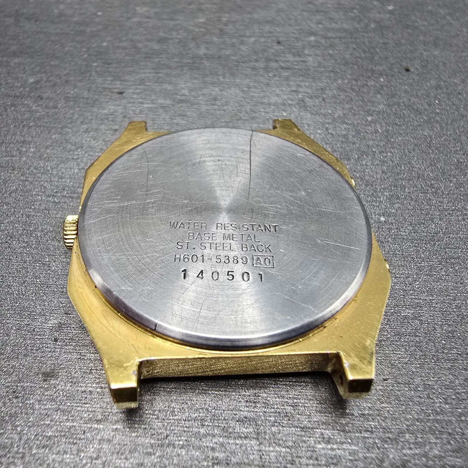 Seiko Analog Digital Watch Men 33mm Gold Dial Gold Tone Rectangle H601-5389 PART8