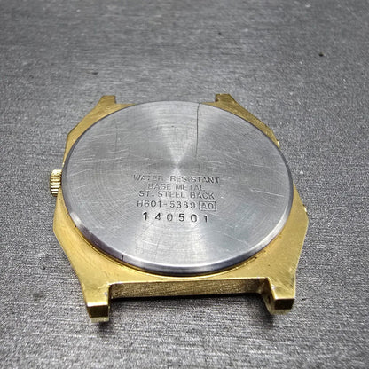 Seiko Analog Digital Watch Men 33mm Gold Dial Gold Tone Rectangle H601-5389 PART8