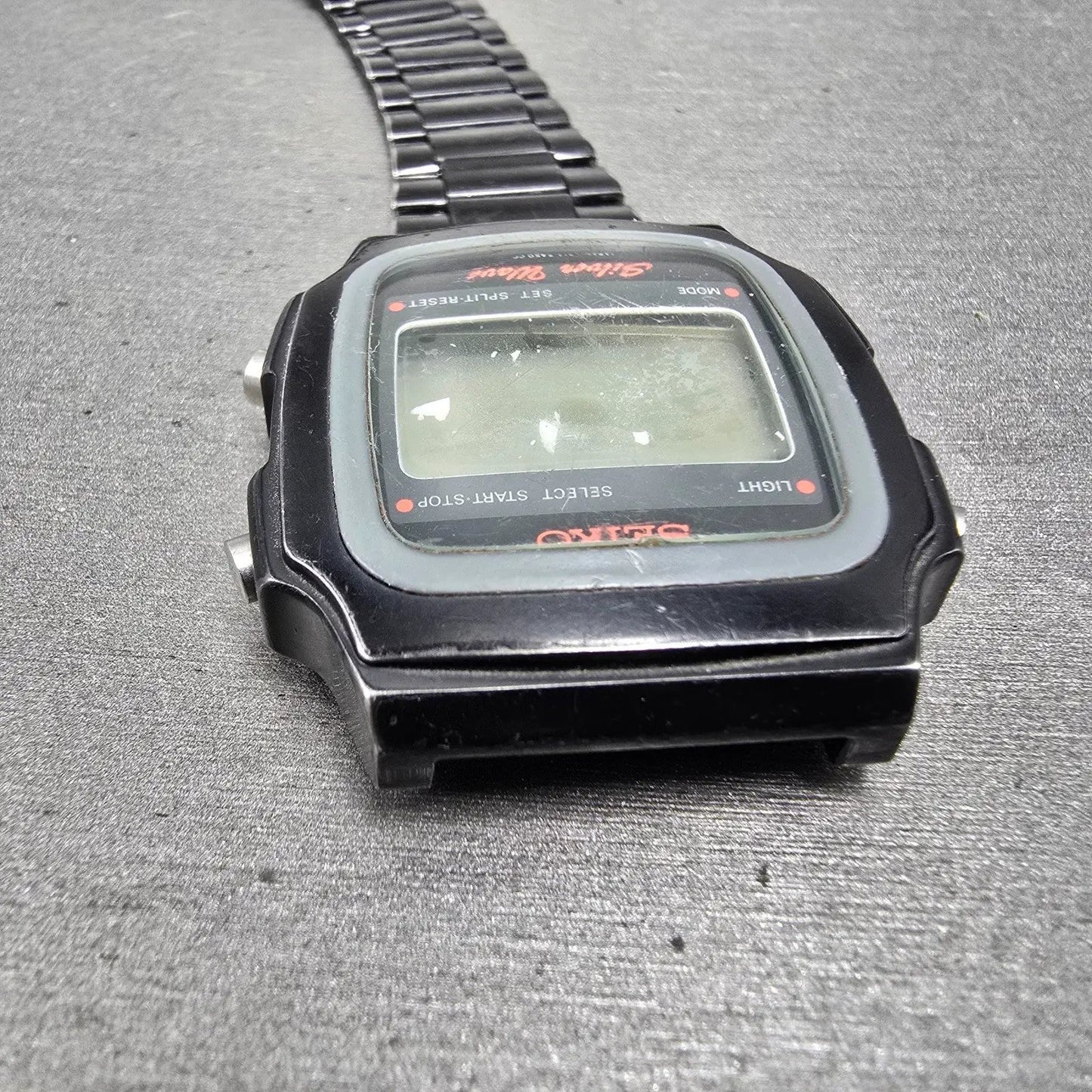 Seiko Silver Wave Watch Men 34mm Black Digital Chronograph A914-5A50 PARTS VTG5