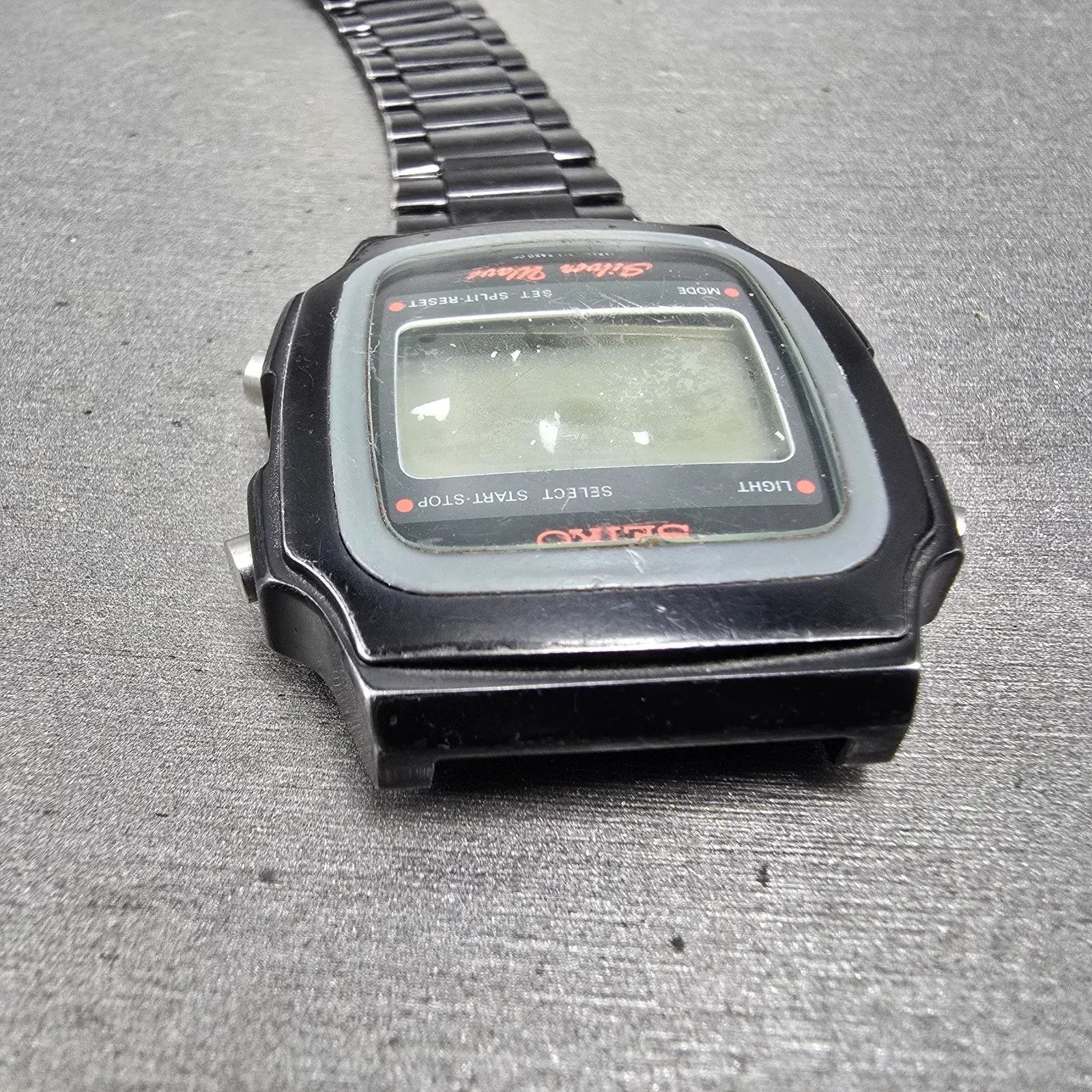 Seiko Silver Wave Watch Men 34mm Black Digital Chronograph A914-5A50 PARTS VTG5