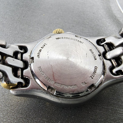 Bulova Marine Star Dive Watch Women 25mm Cream Dial Two Tone Date Round New batt9