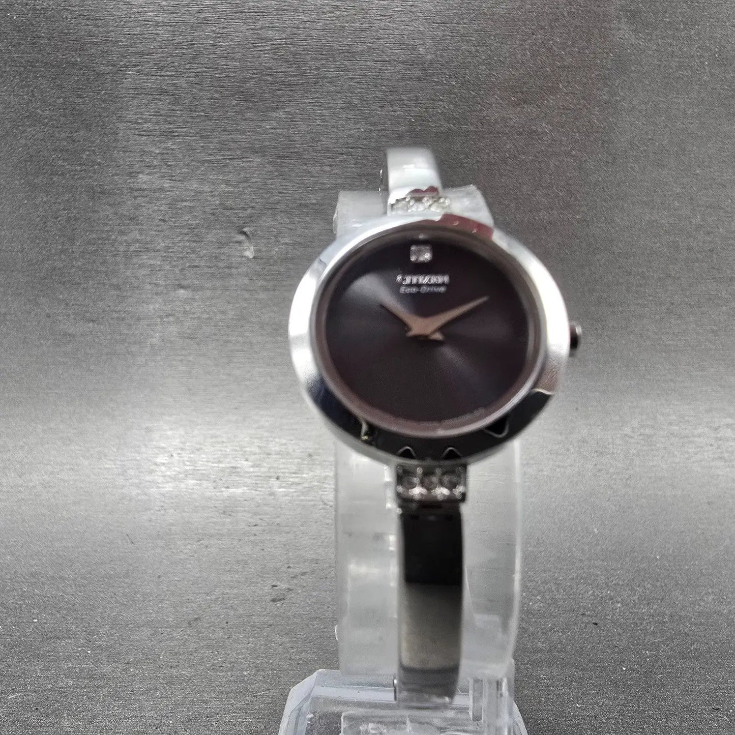 Citizen Eco-Drive Watch Women 21mm Black Dial Silver Tone B023-S067090 Runs5