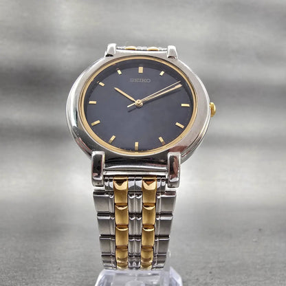 Seiko Watch Men 34mm Blue Dial Two Tone Round V701-1771 New Battery Vintage5
