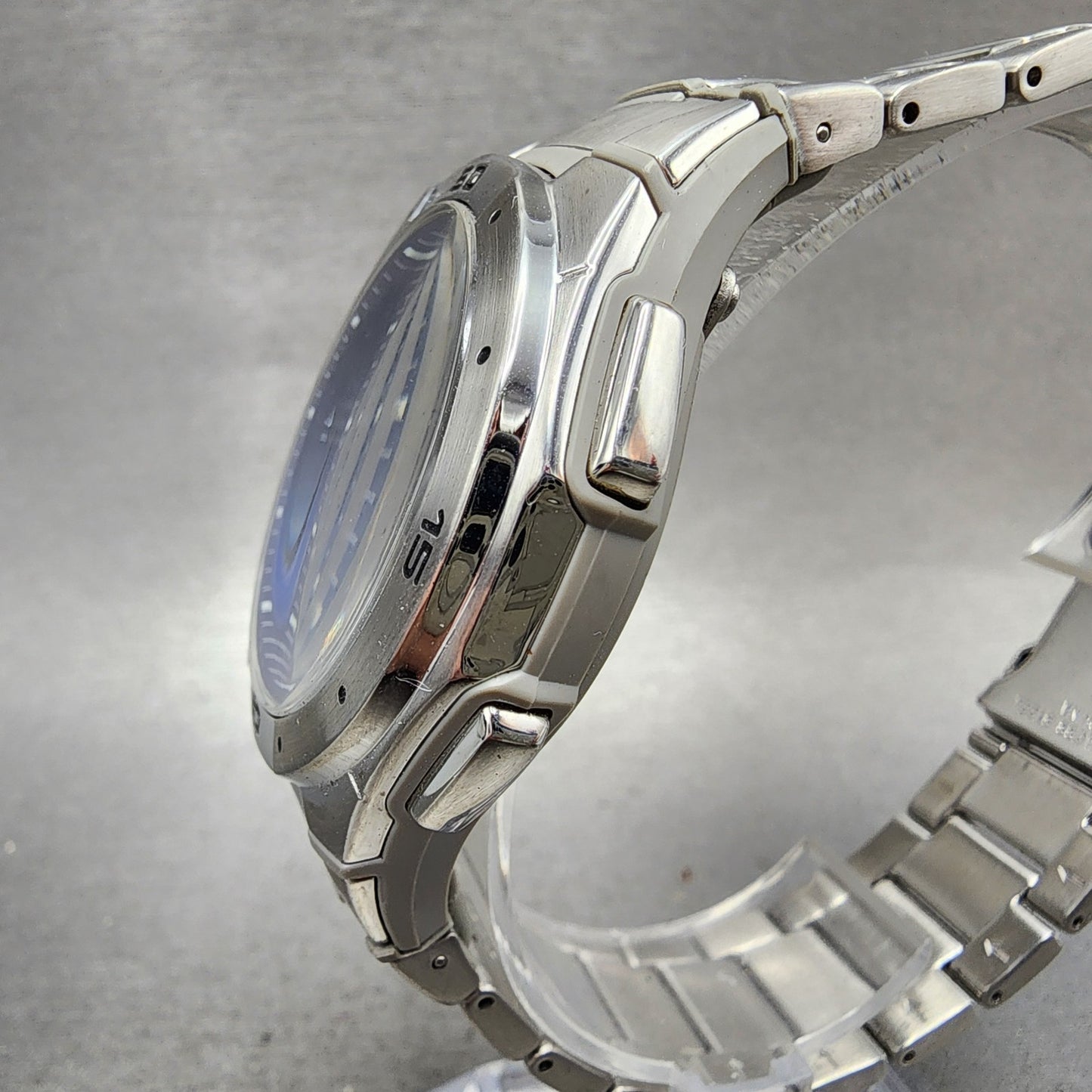 Casio Wave Ceptor Solar Watch Men 42mm Blue Dial Analog Digital Steel Runs2