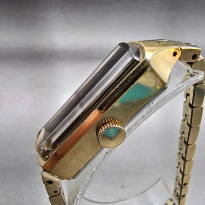 Seiko Watch Women 12mm Brown Dial Gold Tone Rectangle 1520-3666 Manual Wind VTG2