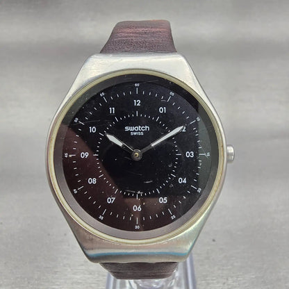 Swatch Skinbrushed Watch Men 38mm Black Dial Silver Tone SYXS102 New Battery0
