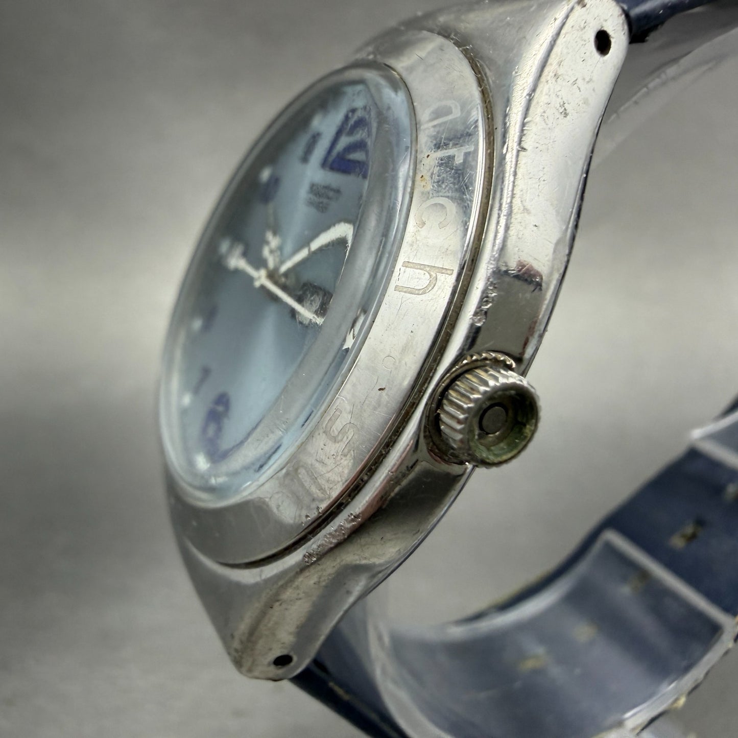 Swatch Irony Inertia Watch Men 37mm Blue Dial Steel Daydate YGS712 New Battery2