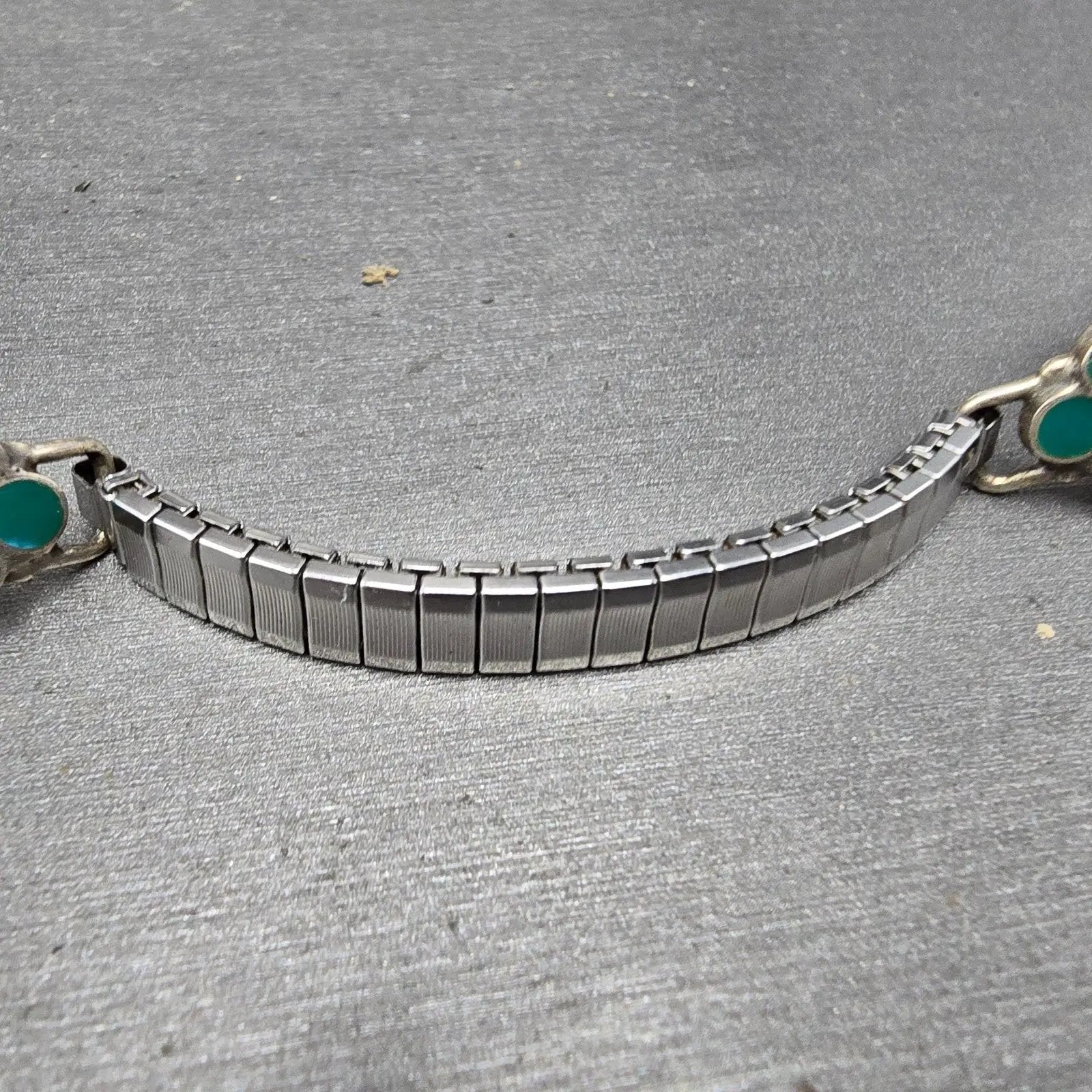 Navajo Silver Watch Band Tips Turquoise Vintage Loops Women Blue Green2