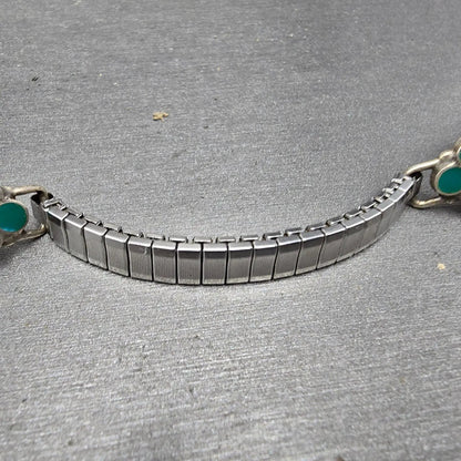Navajo Silver Watch Band Tips Turquoise Vintage Loops Women Blue Green2