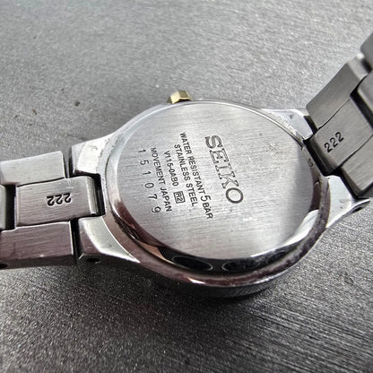 Seiko Solar Watch Women 24mm MOP Dial Two Tone Round V115-0AB0 Runs Bracelet9