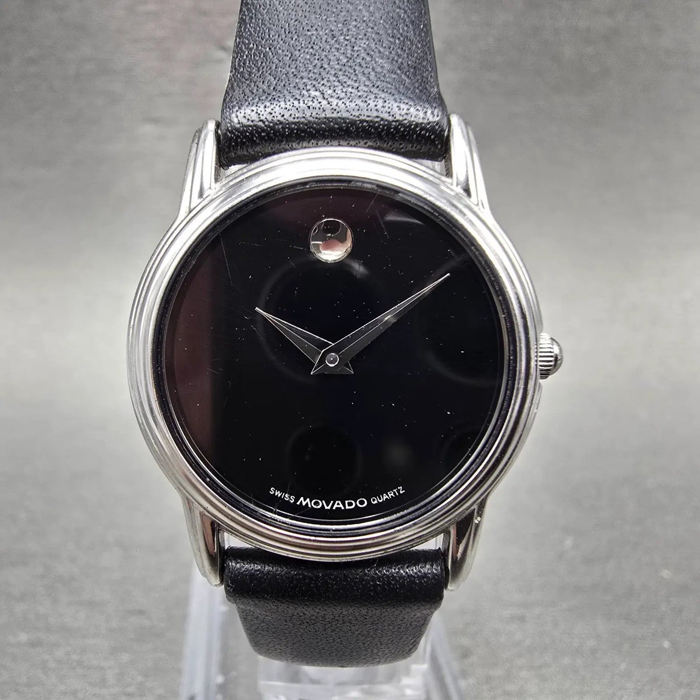 Movado Museum Watch Women 26mm Black Dial Silver Tone Round 84-E4-9840 New Batt0