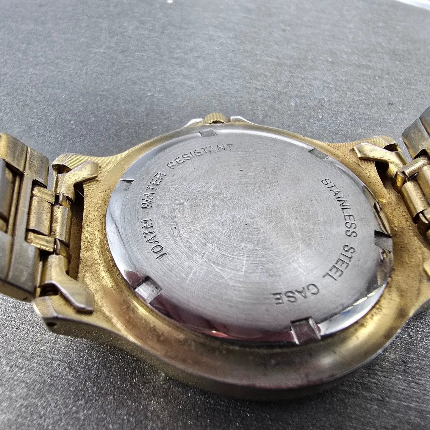 Jules Jurgenson Watch Men 37mm Black Dial Gold Tone Date Round New Battery VTG9