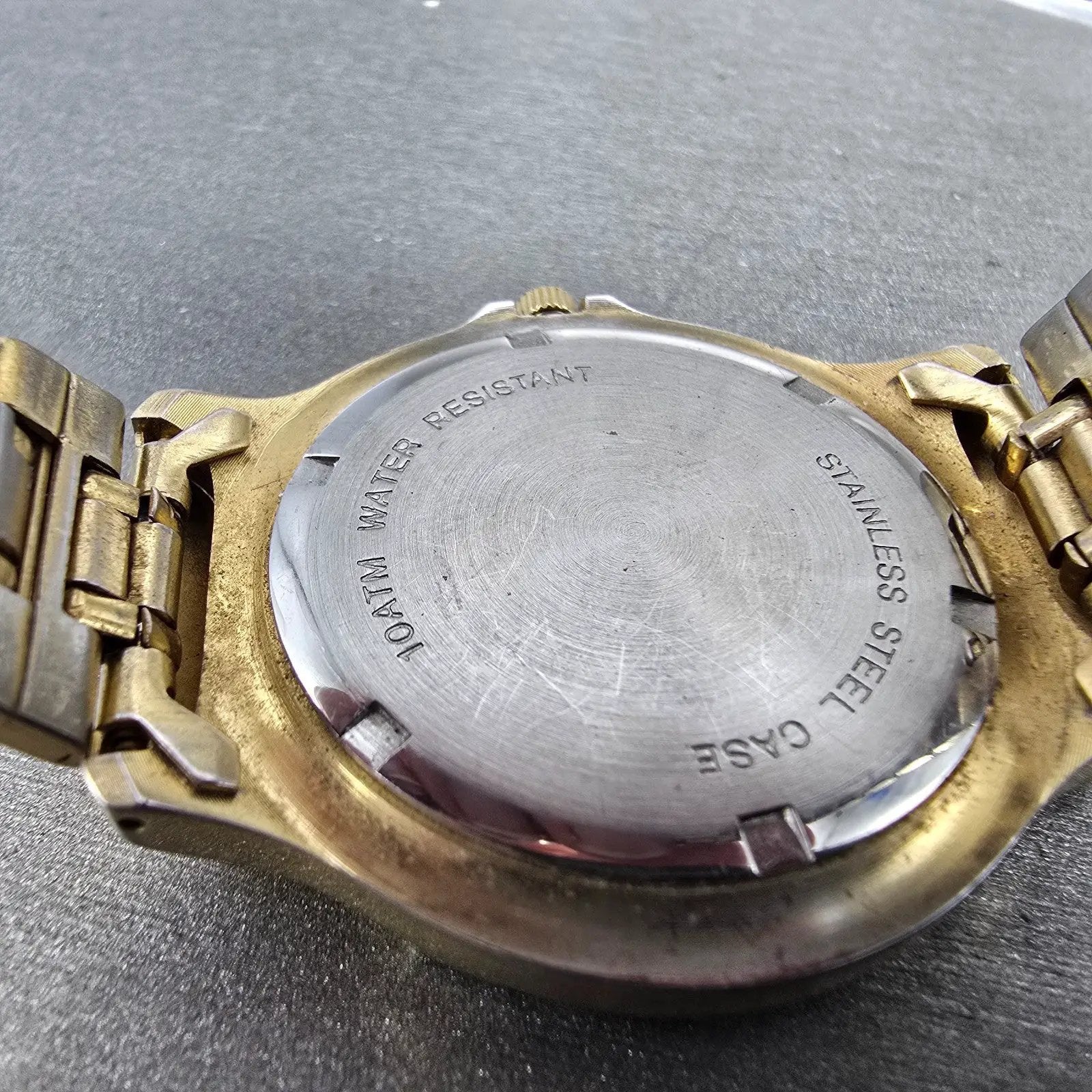 Jules Jurgenson Watch Men 37mm Black Dial Gold Tone Date Round New Battery VTG9
