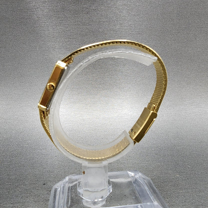Seiko Lassale Tank Watch Women 13mm Champagne Dial Gold Tone 2e505029 New Bat6