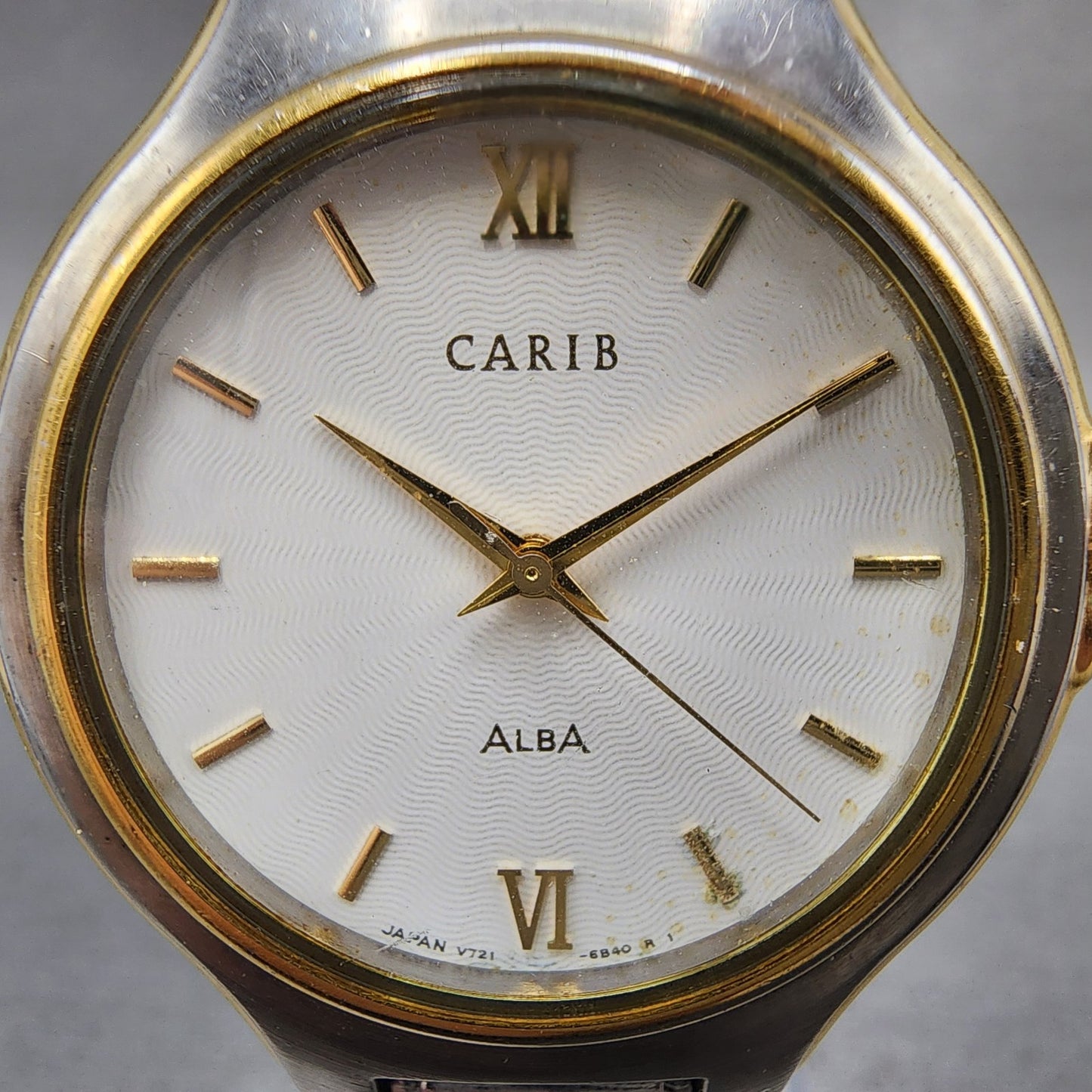 Seiko Alba Carib Watch Men 34mm White Dial Two Tone Round V7216a60 New Battery1