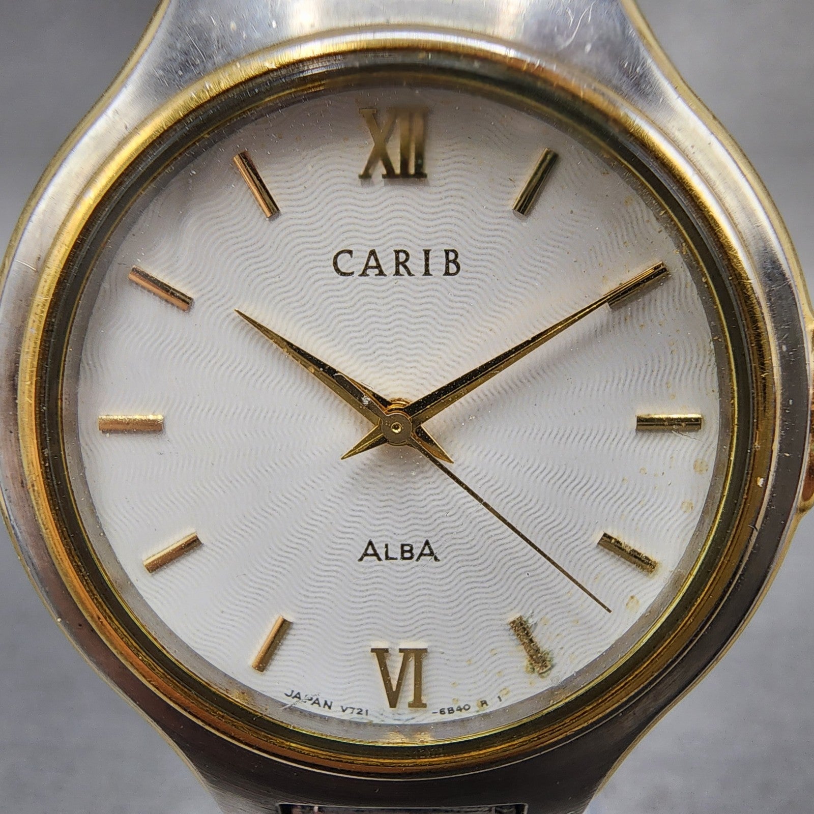 Seiko Alba Carib Watch Men 34mm White Dial Two Tone Round V7216a60 New Battery1
