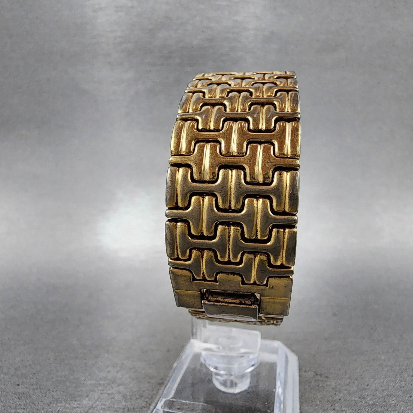 Seiko Lasselle Tank Watch Men 23mm Black Dial Gold Tone 7n005239 New Battery7