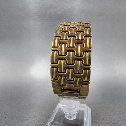 Seiko Lasselle Tank Watch Men 23mm Black Dial Gold Tone 7n005239 New Battery7