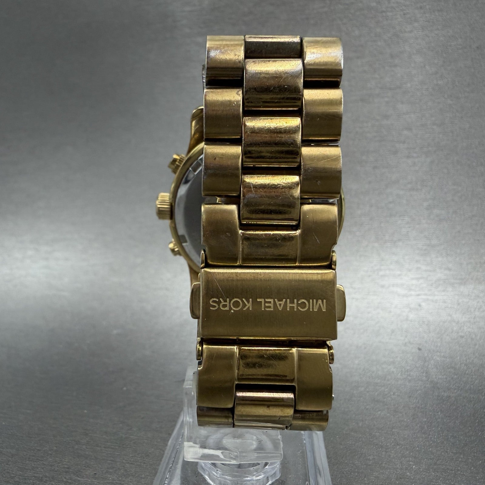 Michael Kors Runway Chronograph Watch Women 38mm Champagne Dial Gold Tone NewBat7