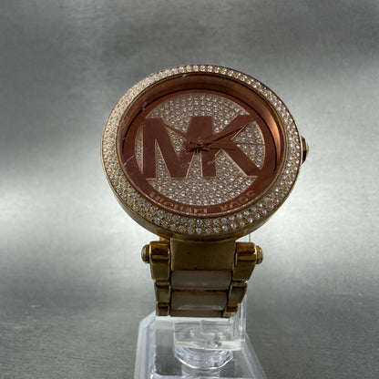 Michael Kors Parker Watch Women 39mm Silver Dial Rose Tone Round New Battery5