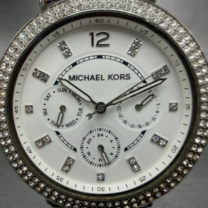 Michael Kors Parker Watch Women 39mm White Dial Steel Daydate MK-6759 New Batt1