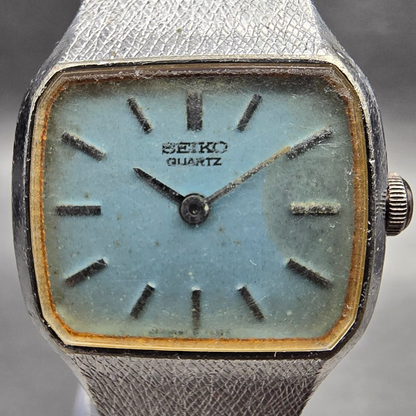 Seiko Watch Women 21mm Blue Dial Silver Tone Rectangle 4700-5079 New Battery JP1