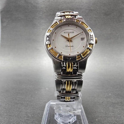 Wittnauer Laureate Watch Women 25mm White Dial Two Tone Date Round New Battery K5