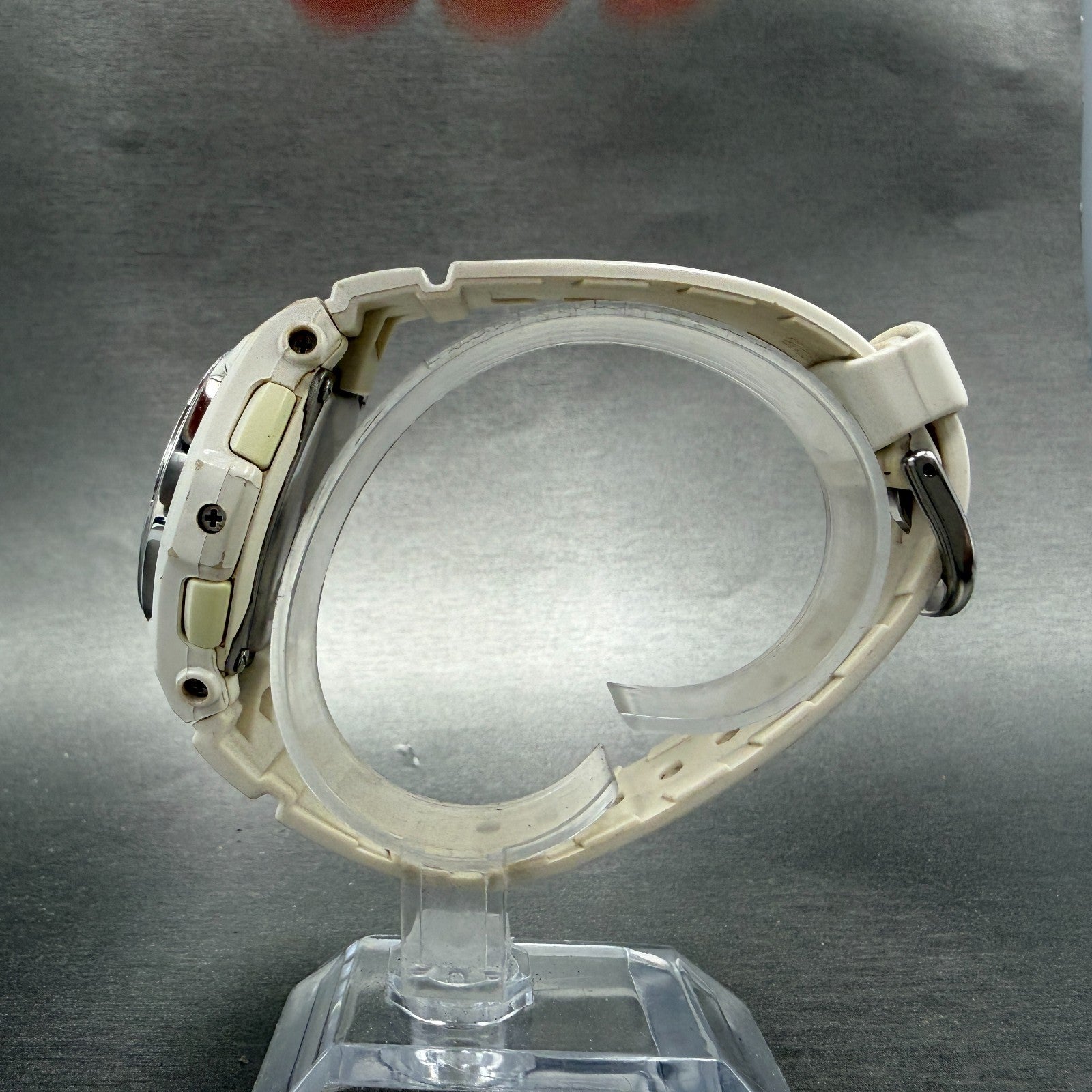Casio Baby-G Watch Women 38mm White Dial White Case Round BGA-100 New Battery AB6