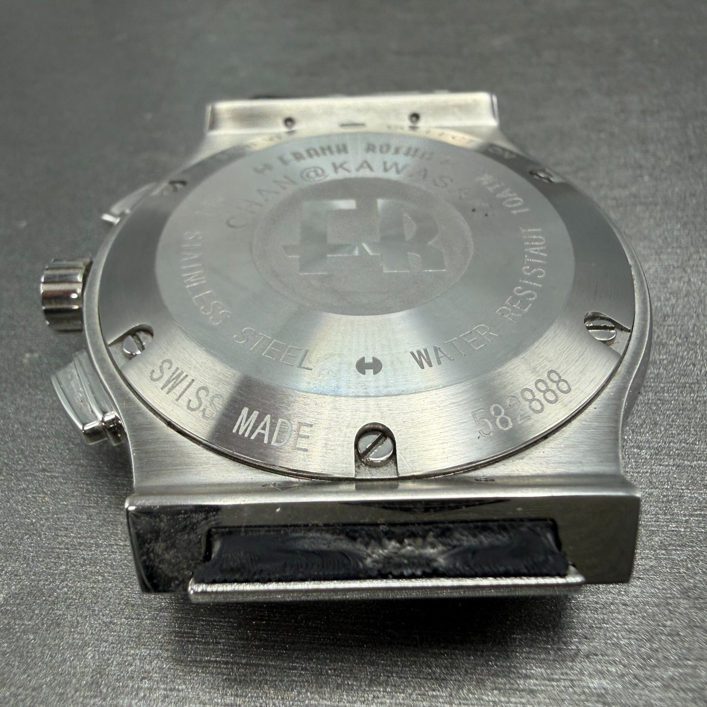 Frank Rosha Chronograph Watch Men 45mm Black Dial Steel Date Gem Bezel New batt7