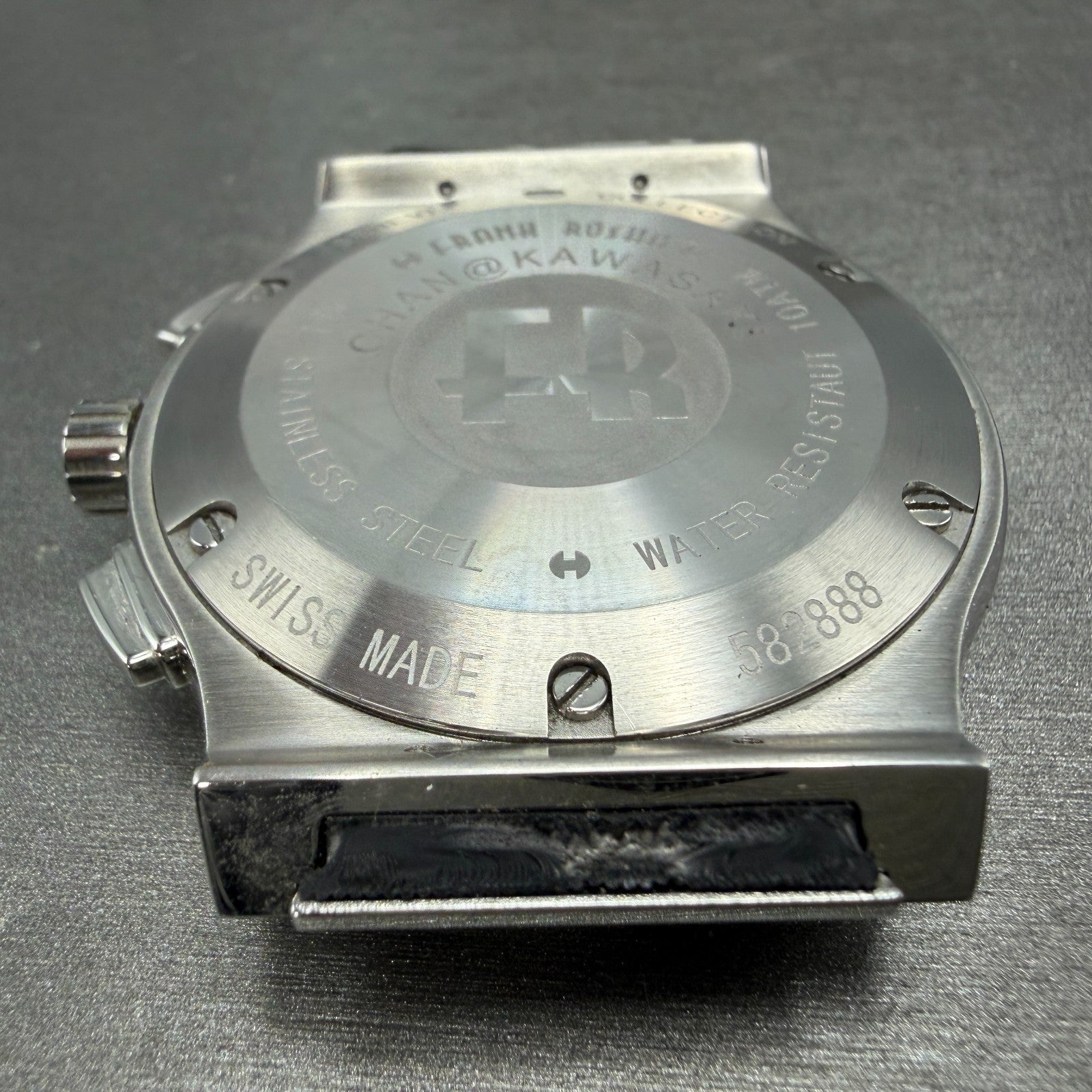 Frank Rosha Chronograph Watch Men 45mm Black Dial Steel Date Gem Bezel New batt7