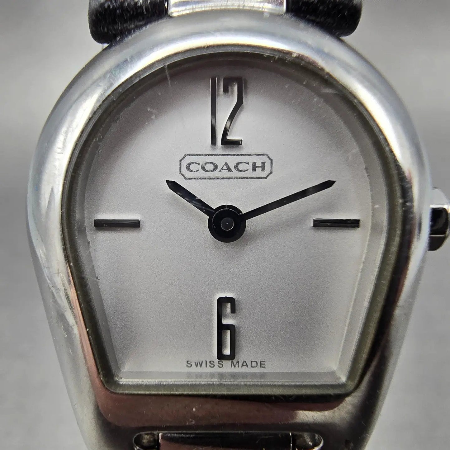 Coach Watch Women 22mm White Dial Silver Tone Asymmetrical 0218 New Battery1