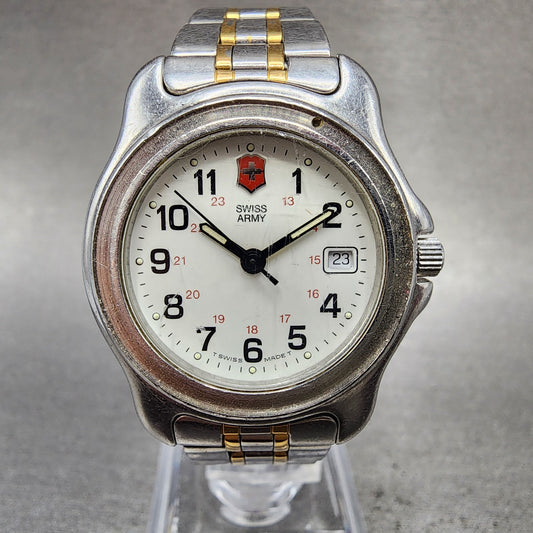 Victorinox Swiss Army Officer Watch Women 30mm White Dial Steel Date New Batt0