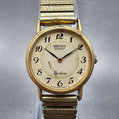 Seiko Exceline Watch Women 22mm Cream Dial Gold Tone Round 23200380 New Battery0
