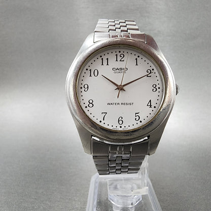 Casio Watch Men 36mm White Dial Silver Tone Round MTP1129 New Battery5
