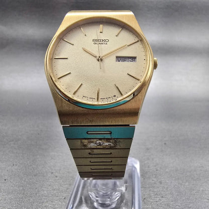 Seiko Watch Men 33mm Champagne Dial Gold Tone Daydate Round 5Y23-8119 New Batt5