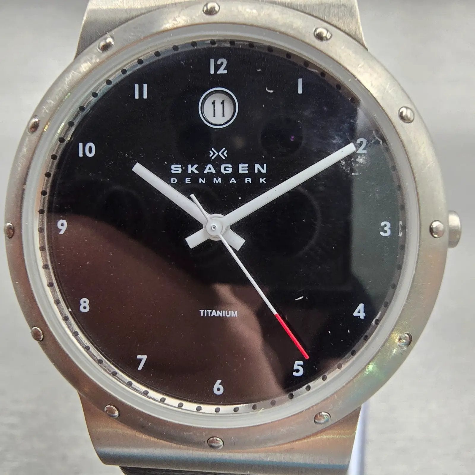 Skagen Slimline Watch Men 35mm Black Dial Titanium 530LTLB New Battery1