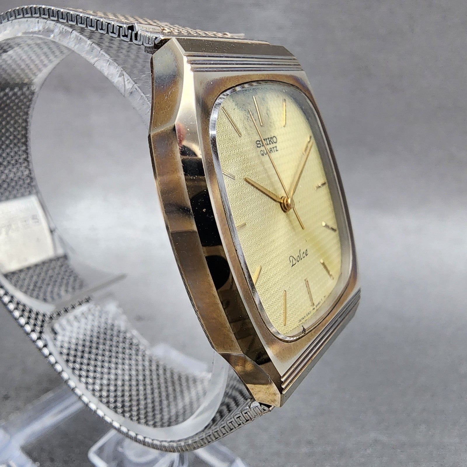 Seiko Dolce Watch Men 30mm Champagne Dial Gold Tone 59315450 New Battery3