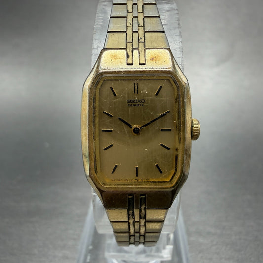 Seiko Watch Women 16mm Gold Dial Gold Tone Octagon 2C20-5209 New Battery Vintage0