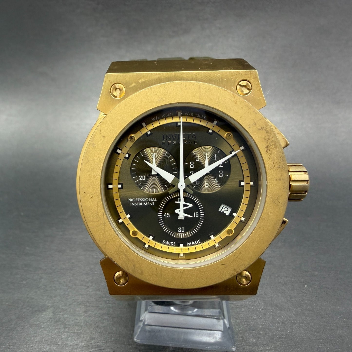 Invicta Akula Reserve Chrono Watch Men 54mm Green Dial Gold Date 12012 New batt0