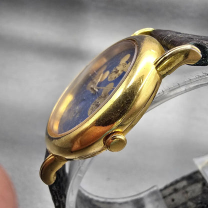Lorus Mickey Mouse Watch Men 33mm Blue Dial Gold Sun Moon V33F-6C40 New Battery2