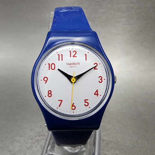 Swatch Matelot Watch Women 25mm White Dial Blue Tone Round LN149 New Battery0