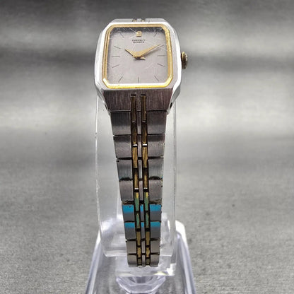 Seiko Watch Women 16mm Silver Dial Two Tone Rectangle 2C20-5209 New Battery5