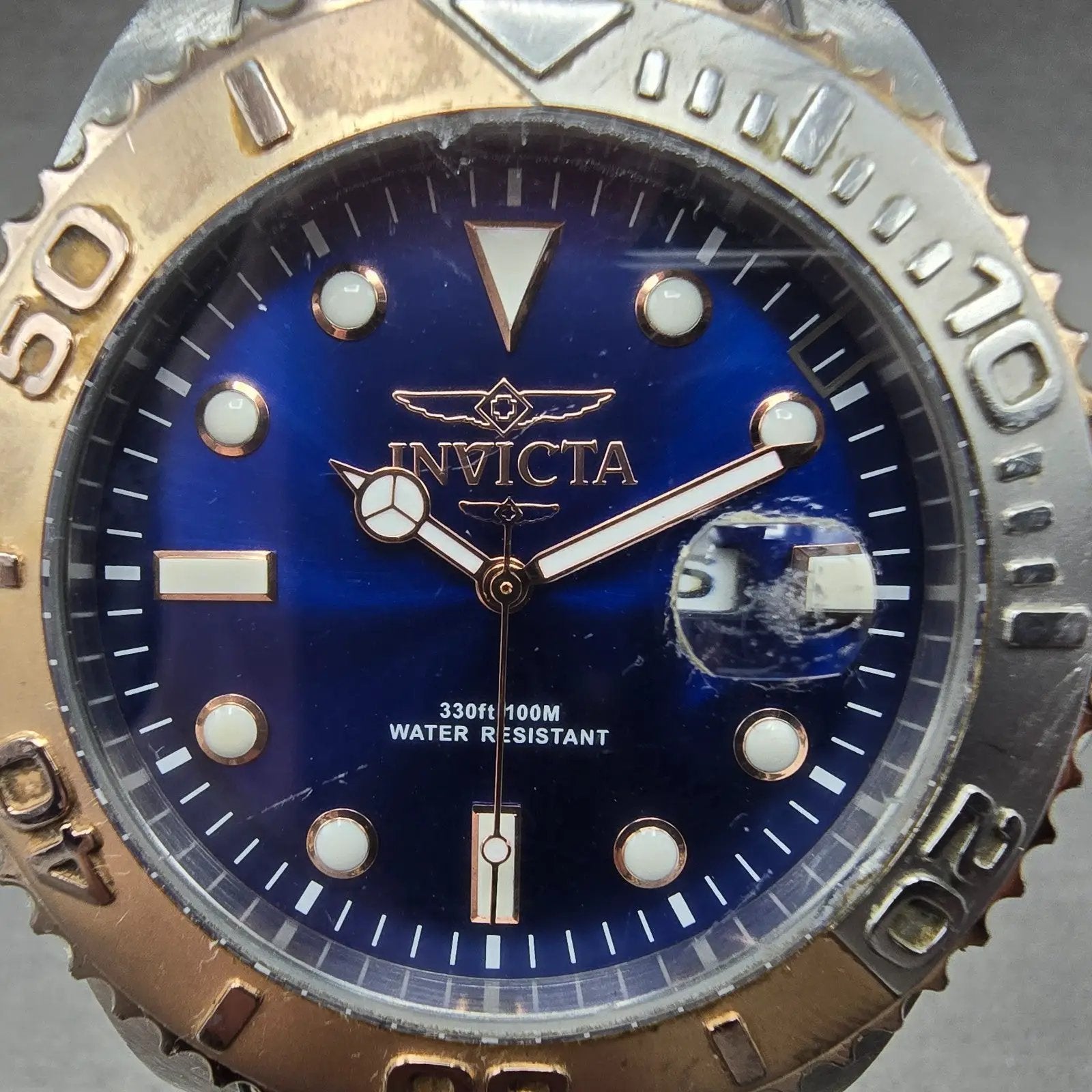 Invicta Pro Diver Watch Men 47mm Blue Dial Two Tone Date 24626 New Battery1