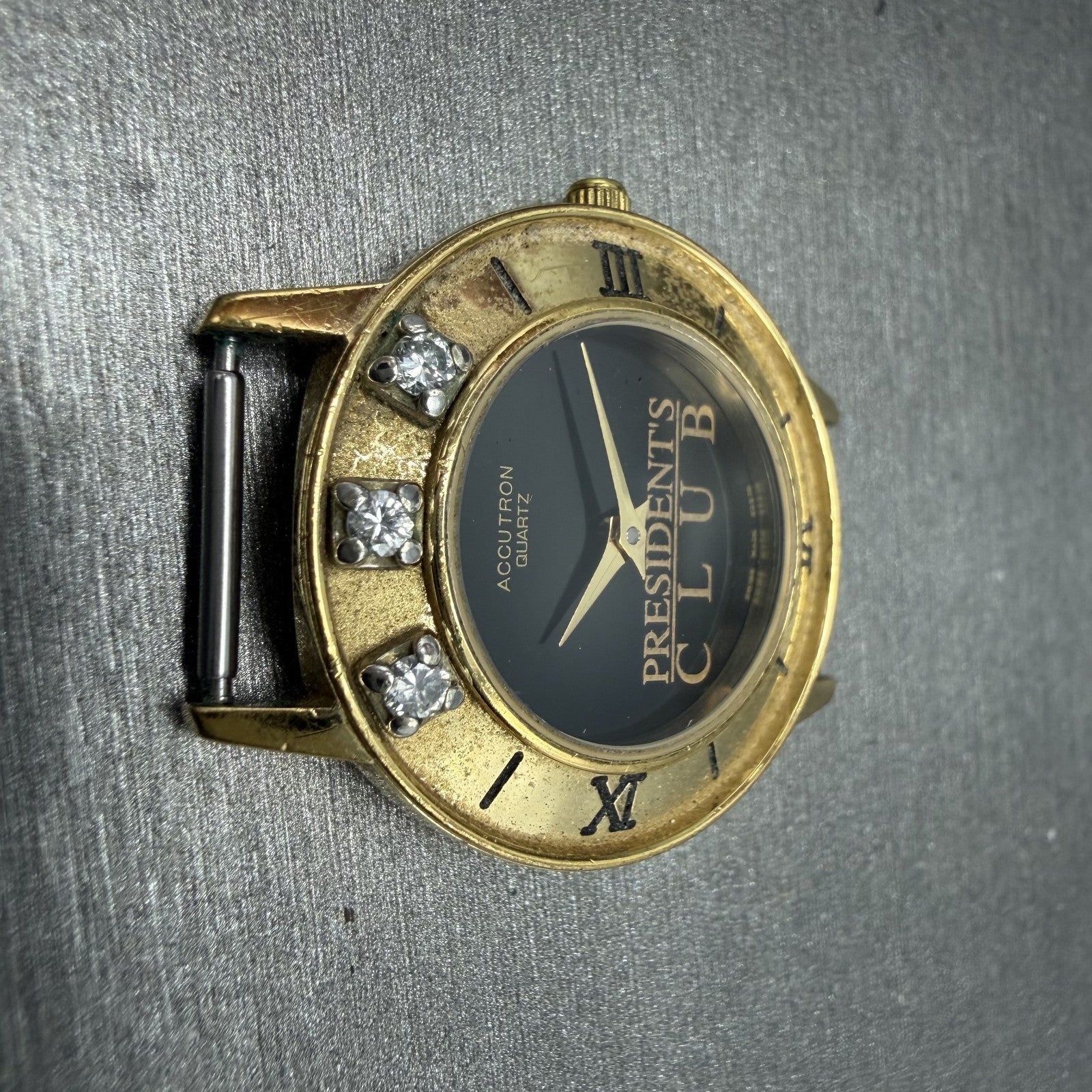Bulova Accutron Watch Women 28mm Black Dial Gold Tone Diamond Bezel New battery4