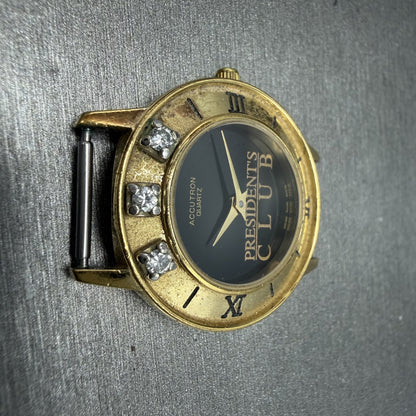Bulova Accutron Watch Women 28mm Black Dial Gold Tone Diamond Bezel New battery4