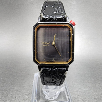 Pulsar Watch Women 20mm Black Dial Black Tone Octagon V232-5930 New Battery