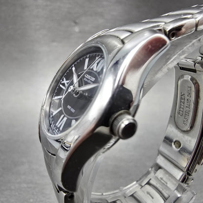 Citizen Watch Women 25mm Black Dial Silver Tone Date Round E011-S015502 Runs2
