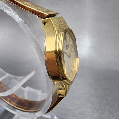 Seiko Watch Women 19mm Champagne Dial Gold Tone Octagon 2320-6810 New Battery