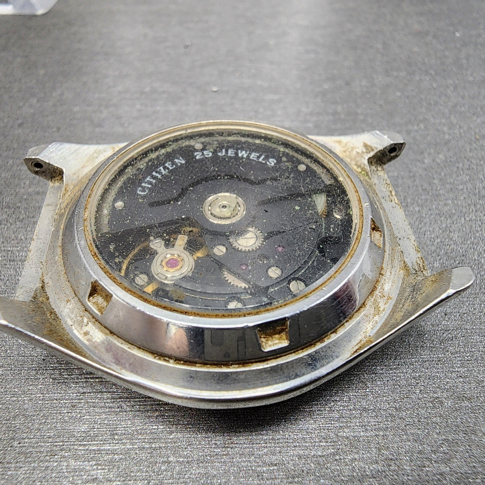 Citizen Skeleton Watch Men 38mm Silver Tone Round Automatic VTG PARTS7