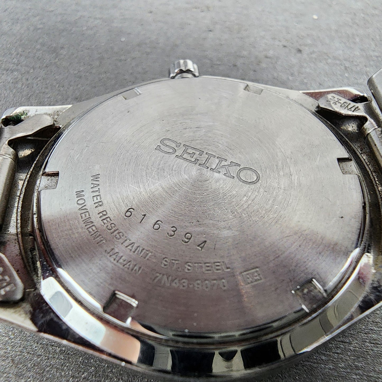 Seiko Watch Men 37mm Black Dial Silver Tone Daydate Round 7N439070 New Battery9